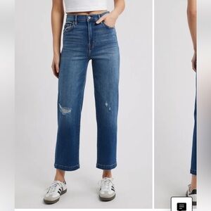 Hidden Dark Wash Light Distressed Cropped Straight Jeans size 28